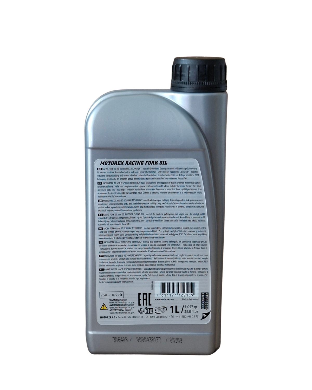 ÓLEO DE SUSPENSÃO MOTOREX 7.5W RACING FORK OIL SINTÉTICO 1L