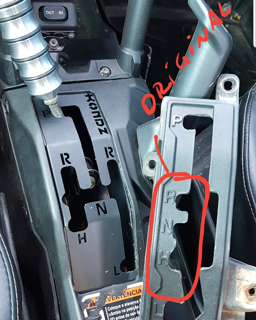 KIT SHIFT PLATE RACING EM ALUMÍNIO POLIDO C/ MANOPLA DE CÂMBIO MAVERICK X3