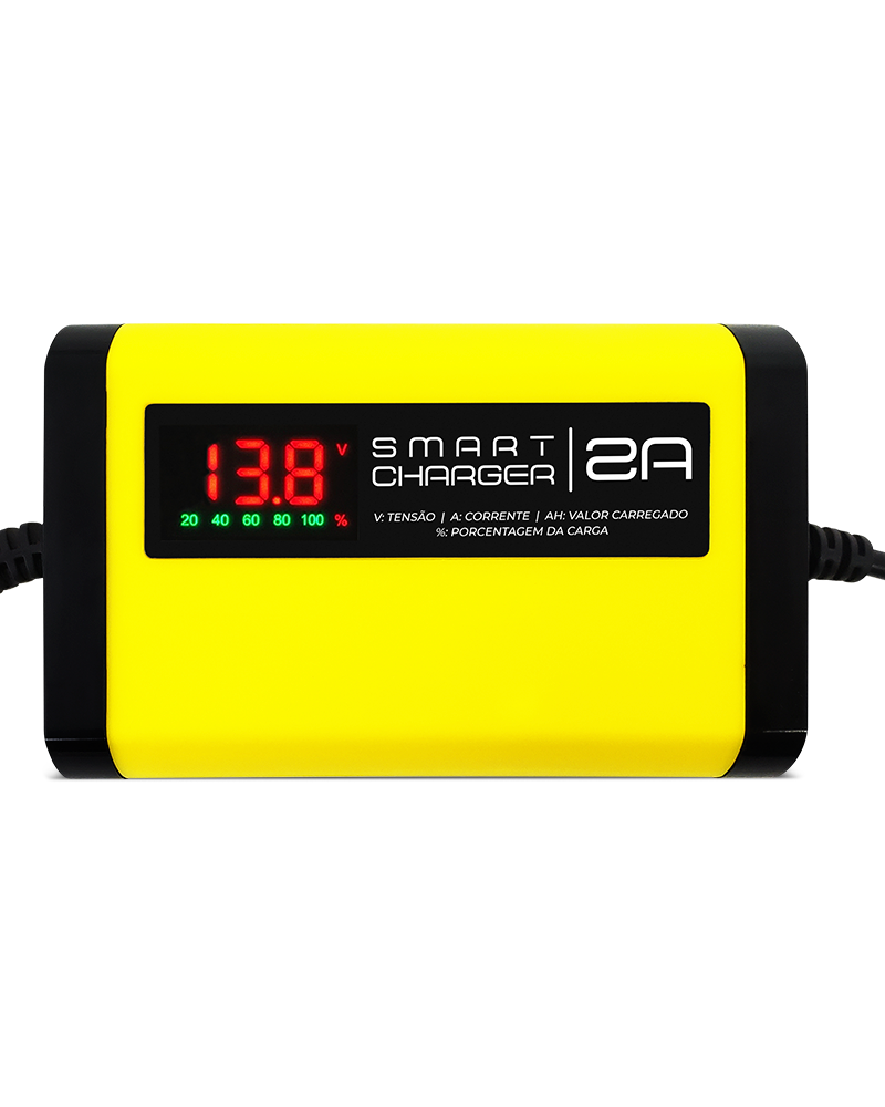 CARREGADOR DE BATERIA AUTOMOTIVO SMART CHARGER 2AH BIVOLT 12V 35W