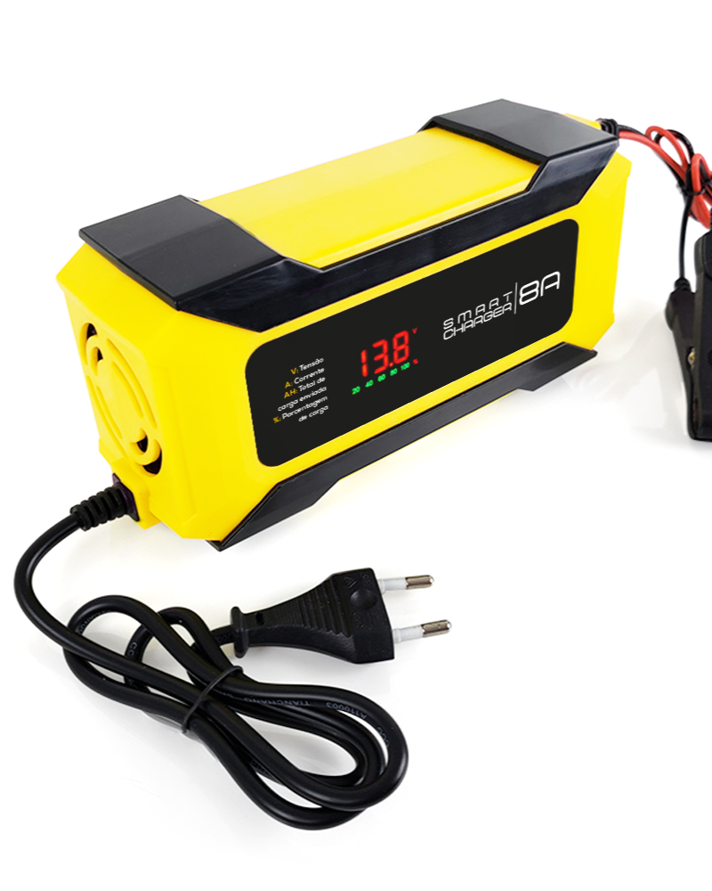 CARREGADOR DE BATERIA AUTOMOTIVO SMART CHARGER 8AH BIVOLT 12V 120W